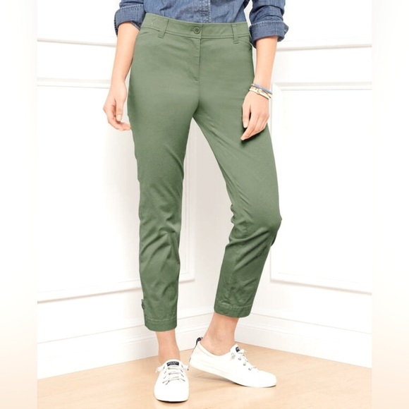 New Talbots Size 6 The Perfect Crop Avocado Green Stretch Pants Cotton/Spandex - Picture 1 of 5